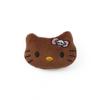 Estampado de leopardo de dibujos animados cuero negro tacón de gatito felpa DIY hecho a mano accesorios para anillo de pelo cuerda para el pelo pasador broche accesorios al por mayor