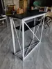 Balcão de recepção de exposição, mesa retangular de tecido elástico de Xangai, suporte de display de recepção de malha dobrável de liga de alumínio, móveis de estande, instalação rápida