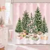 Cortina de ducha para fiesta de Navidad de Amazon Temu, superventas, con estampado digital de un árbol de Navidad, un diseño simple y elegante para uso en el hogar y el baño