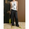 Pantalones rectos con cintura elástica y estampado oscuro de jacquard, estilo nacional, con hebilla redonda de perla china, SN5467