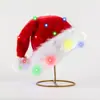 Gorro de Navidad Transfronterizo Luz LED Gorro de Navidad de Felpa para Adultos y Niños Disfraz de Fiesta Navideña Decoraciones Navideñas