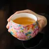 Estilo Palácio Esmalte Caneca de Chá Cerâmica Mestre Copo Conjunto de Chá Kung Fu Copo de Degustação de Chá Doméstico Alta Qualidade Zen Copo Caixa de Presente