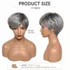 Peluca completa para mujer de Amazon Europa y América, corte pixie corto, color mixto gris-blanco, fibra de alta temperatura, no necesita acondicionador, adecuada para mediana edad y personas mayores