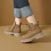 Botas Martin para Mujer 2026 Otoño/Invierno Nuevas Puntera Redonda Gamuza Piel de Vaca Con Cordones Botas de Trabajo Botines Planos Casuales para Combinar con Jeans