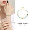 Pulsera de Plata Esterlina S925 de Doble Capa con Ojo de Diablo de Turquesa Sintética con Cuentas a Mano para Mujer, Joyería de Alta Gama Estilo Ins