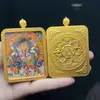 Nova Colar com Pingente de Thangka Guanyin Colorido Dourado de Alto Padrão e Thangka Deus da Riqueza Amarelo com Corda Acessórios Femininos Pingente