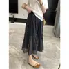 Saia Floral Francesa para Mulheres, Novo Estilo de Verão, Saia Midi de Cintura Alta em Linha A, Saia Plissada de Chiffon, Saia Longa de Estilo Suave