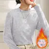 Camiseta de Forro Polar para Mujer Estilo 2026 para Primavera, Otoño e Invierno, Moda y Sencilla, Cuello Redondo, Corte Ajustado, Moldeadora de Cuerpo, Top Base
