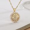 Collar con colgante de flor de mariposa y árbol de la vida con perla de circón electrochapado en oro auténtico de Aogu, estilo europeo y americano, para mujer