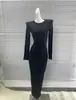 Vestido de Manga Larga con Cuello Redondo Estilo LQ Kardashian para Mujer Primavera y Otoño Sexy Ajustado Falda Larga de Costilla de Modal Cintura Ceñida