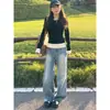 Camiseta Falsa de Duas Peças com Mangas Longas para Mulheres Outono e Inverno Camisa Base Interna Design Slim Fit Emagrecedor Top Chic de Nicho