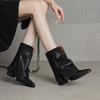 Impresionantes Botines con Tacones Gruesos Altos, Punta Fina, Corte en V, Botines Melard para Mujer, Nuevo Estilo 2026 Botas tipo Martin, Botines de Moda Acampanados