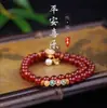 Pulseira de Ágata Vermelha Natural com Contas de Transferência, Círculo Duplo Presente para Namorada, Presente para Mãe, Design de Nicho, Boa Sorte, Alegria e Versátil