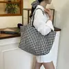 Bolso Bandolera de Cuadros Negros Bolso de Lona para Mujer Bolso de Hombro Portátil para Viajes Diarios Bolso Versátil de Gran Capacidad para Viajes Diarios