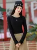 Cuello Alto Medio Calefacción de Grafeno Ropa de Otoño Camiseta de Manga Larga para Mujer Tops Otoño e Invierno Nueva Camiseta Casual de Cuello Redondo Camiseta Base