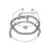 Conjunto de 3 Pulseiras Geométricas Ins Punk Europeias e Americanas Retrô Simples Zircônia Ajustável Pulseira de Círculo terno Pulseira