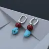 Pendientes de Ágata Roja Estilo Étnico de Xizang Forma Especial Turquesa de Imitación Personalizados Retro Nicho Únicos de Gama Alta