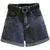 Shorts de Mezclilla Negros y Grises para Mujer Verano Delgados Estilo ins Estilo Coreano Aspecto Delgado Casual Dobladillo Pierna Ancha Ropa Exterior Pantalones Cortos