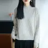 Suéter de punto de algodón puro resistente a las bolitas, capa base para mujer, nueva colección otoño/invierno 2026, capa interior de algodón puro, suéter de punto de cuello semialto para mujer