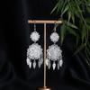 Pendientes Miao Étnicos de Borla Larga Estilo Nuevo, Pendientes Exagerados de Declaración de Moda Estilo Étnico de Plata Miao de Lujo Ligero