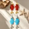 Pendientes de Gancho Europeos y Americanos Transfronterizos con Borla de Concha con Forma de Pez Personalidad Pendientes Exagerados Lujo Ligero Sentido de Alta Gama Sentido del Diseño de Pendientes Nicho