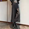 Pantalones de maternidad, nuevo estilo otoño e invierno, pantalones de pierna ancha con puño, cintura alta, soporte para el vientre, oculta instantáneamente el edema, pantalones casuales de lana adelgazantes para uso en exteriores