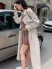 Gabardina blanca de longitud media para mujer, nuevo estilo primavera/otoño 2026, corte petite, estilo coreano, de doble botonadura, con caída fluida
