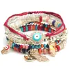 Pulseras Multicapa al por Mayor, Juego de Seis Piezas de Joyería de Cuentas Ojo del Diablo, Juego de Pulseras Elásticas, Joyería de Mano Tejida con Cuentas Pequeñas