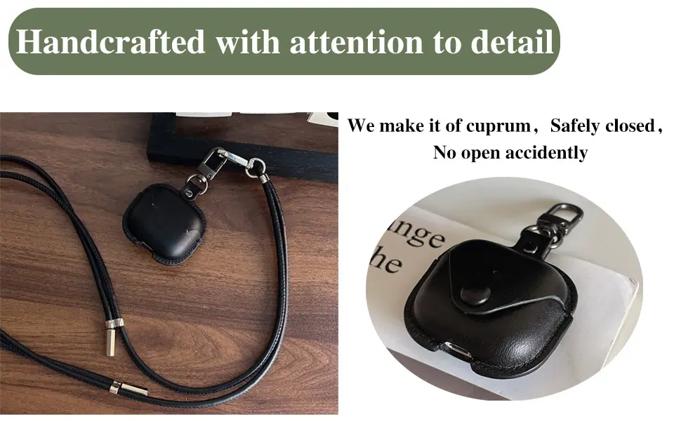 Black leather AirPods 4 headphone protective case