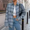 Bai Fen Zhi YiTEMU Transfronterizo 2026 Otoño/Invierno Nuevo Estilo Coreano Corte Relajado Cuello Campana Manga Larga Camisa a Cuadros para Mujer
