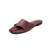 Sandalias Planas de Piel de Vaca de Primera Capa para Mujer Verano Nuevas de Piel de Vaca Genuina Punta Redonda Punta Abierta Cómodas Casuales Sandalias de Vacaciones