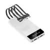 Presente Popular Mini Power Bank de 20000mAh com Carregamento Rápido e Cabo Embutido, Fonte de Alimentação Móvel de Grande Capacidade com Logo Impresso