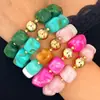 Moda Retrô Assimétrica Europeia e Americana Transfronteiriça Resina Ccb Prata Quebrada Turquesa Conjunto de Pulseiras com Contas Pulseira Maillard