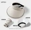 Sombrero de Protección Solar para Mujer, Sombrero de Paja para Exterior Anti-UV, Sombrero de Sol con Cubierta Facial, Ala Ancha, Sombrero de Sol de Copa Vacía, Plegable para Guardar