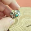 Anel Vintage Masculino Prata Tailandesa Turquesa Azul Pétala Estilo Britânico Estilo Antigo Distintivo Masculino Moderno Versão Larga Agressivo Anel Aberto Masculino