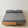 Lençol de Algodão Escovado Espesso 100S Peça Única Lençol de Elástico 100% Algodão, Cobre de Cama Todo em Algodão, Lençol de Elástico e Capa de Edredom Satinados de Cor Sólida com Elástico Integral