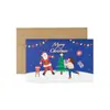 Cartão de felicitações criativo fofo de desenho animado para crianças de Natal com douramento Cartão com mensagem de bênção de Natal Papai Noel boneco de neve