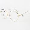 Gafas preppy de metal irregular de polígono con filtro de luz azul, montura ligera para gafas ópticas, se pueden equipar con miopía