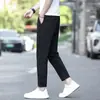 Calças Pretas de Verão Hong Kong Nove Pontos Masculinas de Corte Reto Casuais 2026 Novo Estilo Solto Masculino de Verão Finas