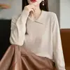 Suéter de punto nuevo estilo coreano para otoño/invierno 2026, con cuello, adornado con pedrería, talla grande, capa base elegante, top de moda para mujer