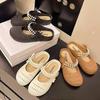 Novas Sandálias para Mulheres Usarem Fora no Verão, Sandálias Antiderrapantes da Moda, Sandálias Baotou com Pérolas Estilo Fada, Sapatos Femininos para Sair