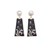 Pendientes Cuadrados de Perlas Incrustados con Diamantes Vintage Europeos y Americanos, Pendientes de Lujo Ligero de Gama Alta, Pendientes Estilo Palacio Retro