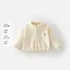Jaqueta de fleece para bebê, coleção outono e inverno, hipoalergênica, design simples, gola alta, adequada para bebês e crianças pequenas, agasalho quente para passeios de outono e inverno