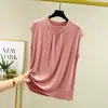 Colete de Modal Feminino Verão Tamanho Grande Fino Roupa Íntima Camiseta Solta Sem Mangas Efeito Emagrecedor Cor Lisa Camisa Base Top