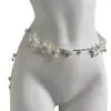 Corrente de Cintura Irregular Sexy e Atraente de Pérolas Artificiais em Camadas com Franjas, Corrente de Corpo Versátil, Acessório de Colar Estiloso para Mulheres