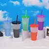 Directo de Fábrica Transfronterizo PP Sensible a la Temperatura Cambia de Color Frío Taza de Gran Capacidad Plástico Taza de Agua 24oz Taza con Popote