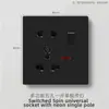 Enchufe de Interruptor Esmerilado Estándar Británico de Exportación Negro, Un Interruptor Enchufe Multifuncional de Cinco Agujeros USB Estilo Europeo Interruptor de 25A