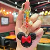 Chaveiro Acessório Colorido com Contas Artesanais Criativas, Cabeça da Minnie Fofa Cravejada de Diamantes Dupla Face para Meninas, Pingente de Bolsa de Alta Qualidade