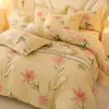 Nueva colección de otoño e invierno: Juego de ropa de cama de cuatro piezas engrosado, 100% algodón, cepillado, algodón puro, cálido, y viene en un paquete resistente, disponible para camas individuales o dobles