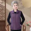 Chaleco sin mangas con solapa para mujeres de mediana edad y mayores, cárdigan con cremallera estampado elegante para principios de otoño para mamás, chaqueta tipo chaleco para abuelas